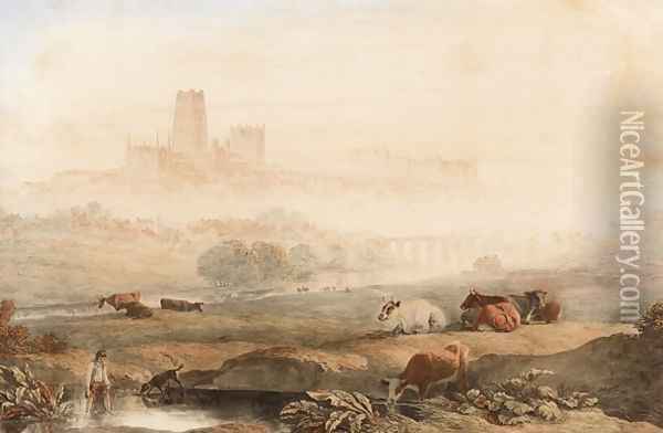 View of Durham Oil Painting - John Glover