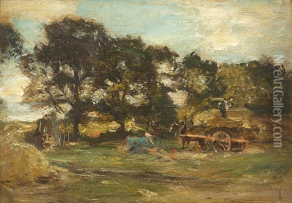 'autumn Eve' (haymaking) Oil Painting - James Lawton Wingate