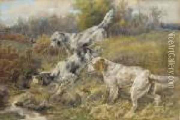 English Setters At A Stream Oil Painting - Edmund Henry Osthaus