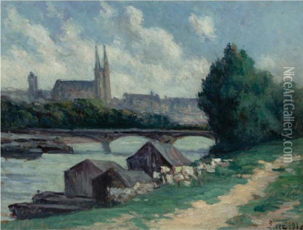 Angers, Les Bords De La Loire Oil Painting - Maximilien Luce