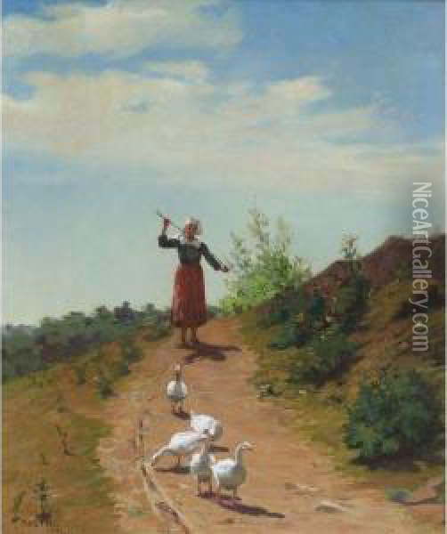 Bringing Home The Flock Oil Painting - Paul Peel