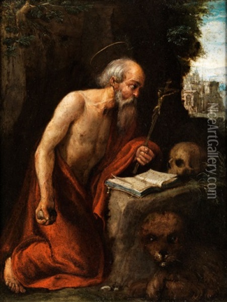 Der Heilige Hieronymus Im Bussgebet Oil Painting - Adam Elsheimer