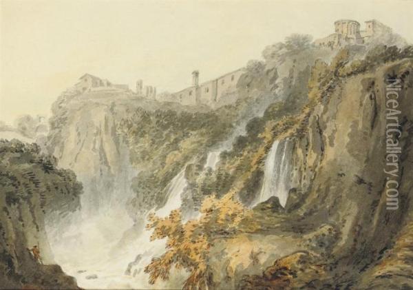 The Falls Of Tivoli With The Temple Of The Sibyl Oil Painting - Joseph Mallord William Turner