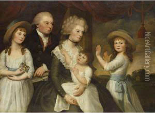 Group Portrait Of Sir William Middleton, Bt., Of Shrubland And His Family Oil Painting - John I Smart