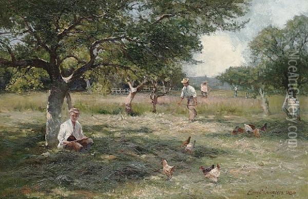 In The Orchard Oil Painting - Ernst Walbourn