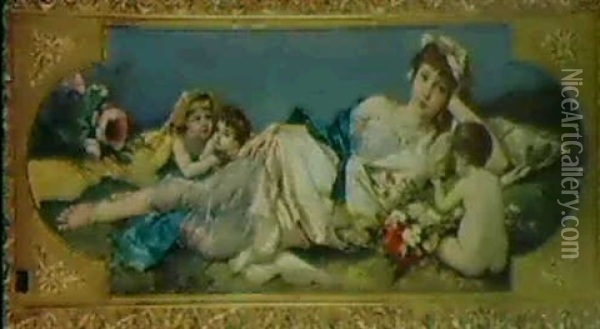 L'odalisque Avec Des Anges Oil Painting - Rudolf Ernst