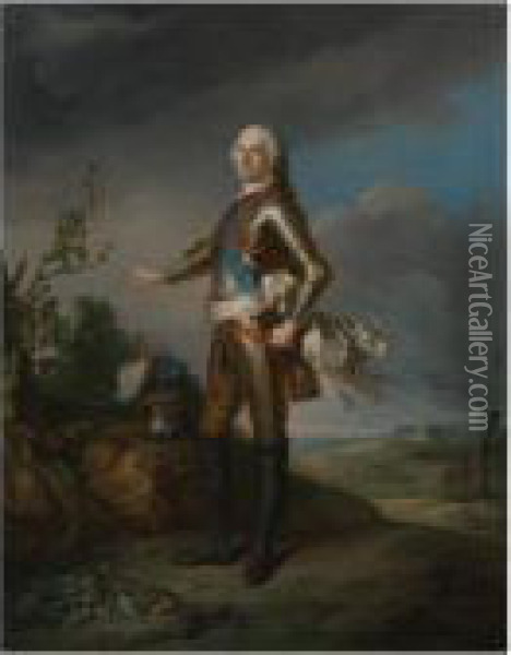 Portrait Of The Duc De Richelieu
 (march 13, 1696 - August 8, 1788), Marechal De France, Full-length Oil Painting - Jean-Marc Nattier