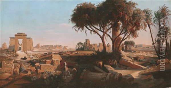 Ansicht Von Karnak In Agypten Oil Painting - Johann Jakob Frey