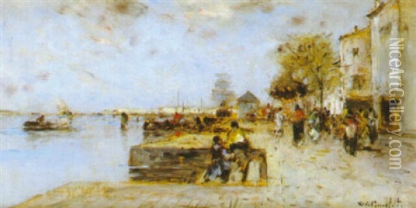 Venetiansk Kvallsstamning Oil Painting - Wilhelm von Gegerfelt