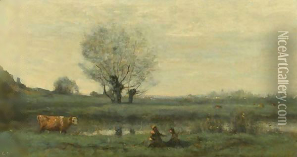 Paysage 2 Oil Painting - Jean-Baptiste-Camille Corot