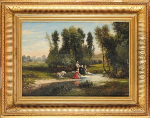 Les Lavandieres Oil Painting - Louis Jean Baptiste Boulange