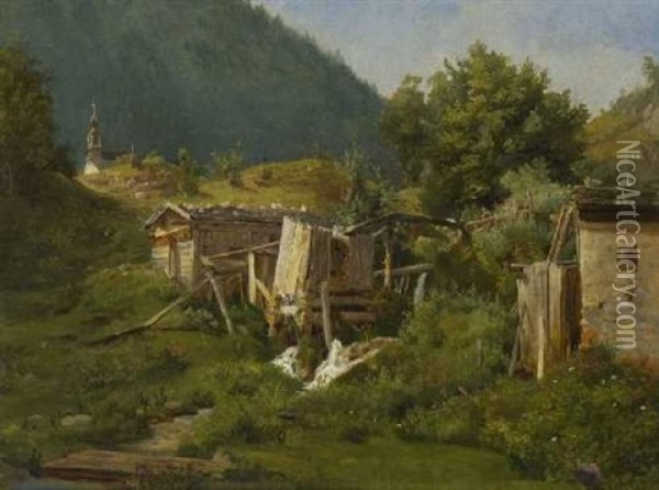 Bei Berchtesgaden Oil Painting - Ludwig Heinrich Theodor (Louis) Gurlitt
