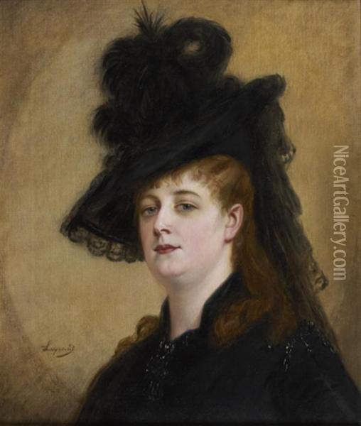 Portrait De Femme Au Chapeau A Plume Oil Painting - Joseph Fortune Layraud