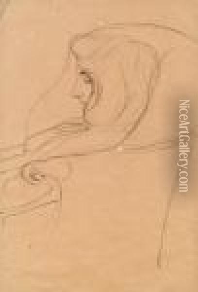 Frau Im Lehnstuhl Im Profil Nach Links Oil Painting - Gustav Klimt