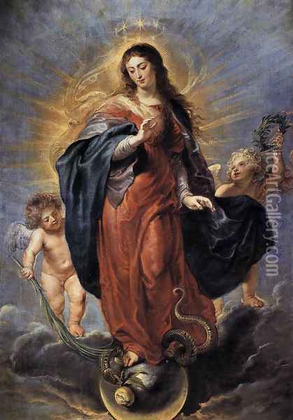 Immaculate Conception c. 1628 Oil Painting - Peter Paul Rubens