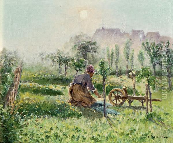 Bei Der Gartenarbeit Oil Painting - Theodor von Hormann