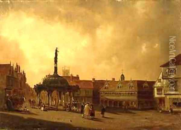 View of The Cornhill Ipswich Oil Painting - George Frost