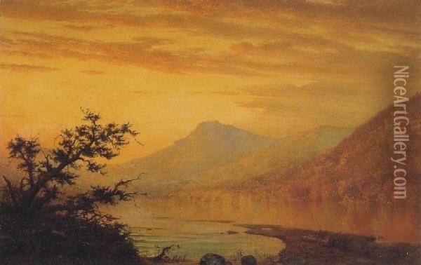 Sunset On Lake George Oil Painting - Homer Dodge Martin
