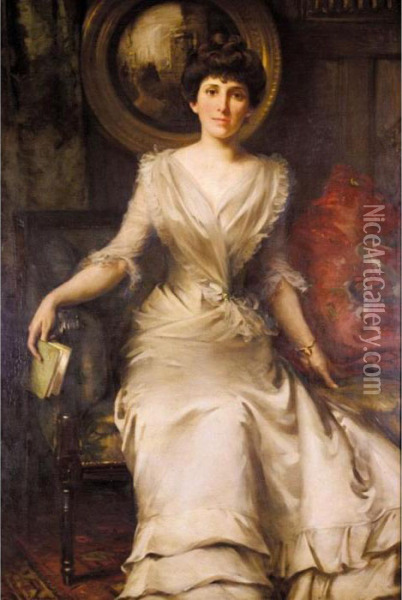 Portrait Of A Lady Oil Painting - William Samuel Henry Llewellyn