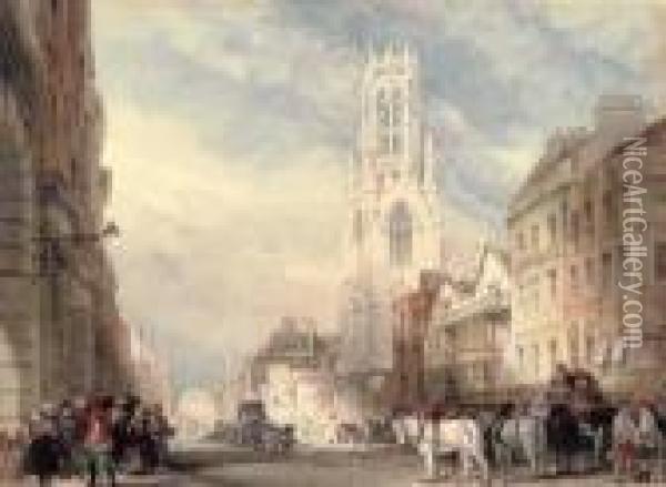 St Dunstan's In The West Oil Painting - David Roberts