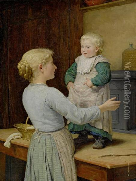 The Elder Sister Oil Painting - Albert Anker