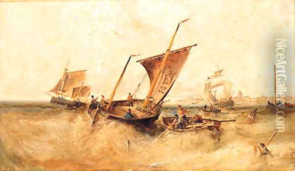 Shipping off a Port, possibly Falmouth Oil Painting - William Edward Webb