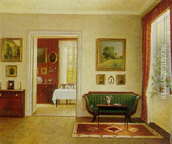 Interior Oil Painting - Hans Hilsoe