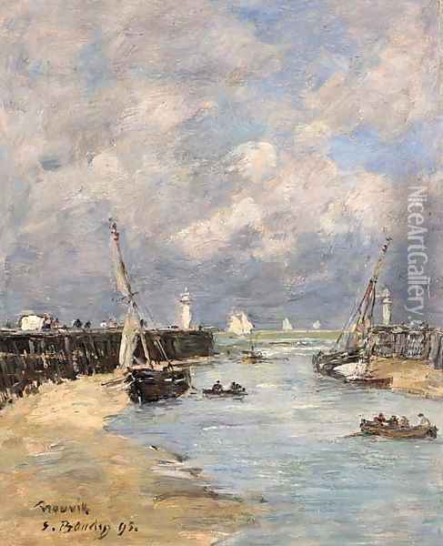 Trouville Les jetees Maree basse Oil Painting - Eugene Boudin