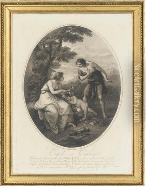 Cupid And Cephisa, By T. Burke Oil Painting - Angelica Kauffmann