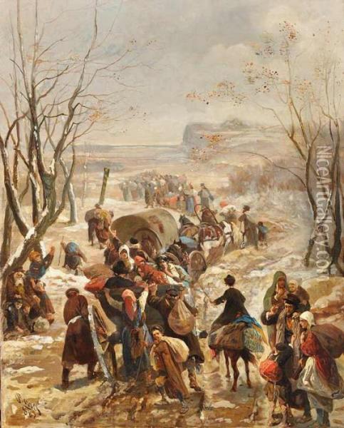 Escaping Oil Painting - Joseph I Von Berres