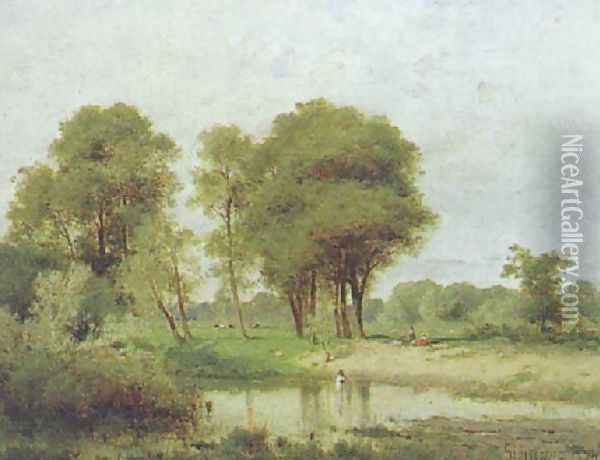 Landscape with Water in the Foreground Oil Painting - Zygmunt Sidorowicz