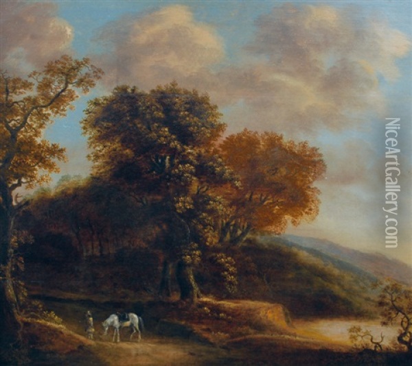 Landscape With Horseman Oil Painting - Jan Jansz Van Houthuysen