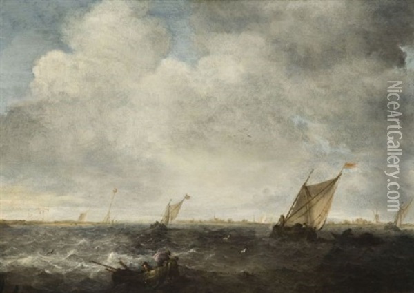Marine Par Mer Agitee Oil Painting - Abraham van Beyeren