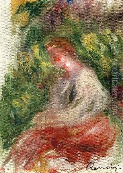 Young Woman, Seated Oil Painting - Pierre Auguste Renoir