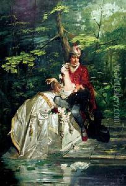Scena Romantyczna Oil Painting - Jan Czeslaw Moniuszko