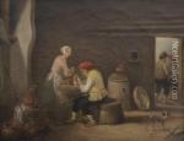 Paysans Dans Un Interieur Rustique Oil Painting - David The Younger Teniers