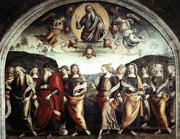 The Almighty with Prophets and Sybils 1500 Oil Painting - Pietro Vannucci Perugino
