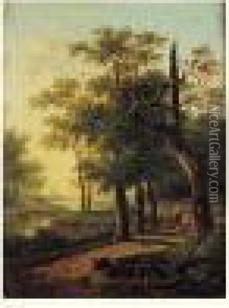 Paysage A La Foret Et Au Moulin Oil Painting - Frans Swagers