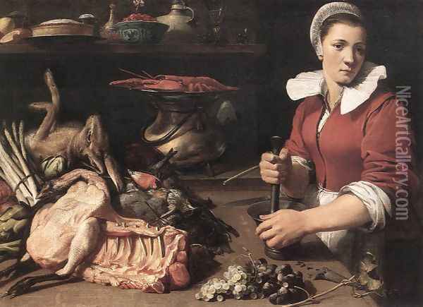 Cook with Food 1630s Oil Painting - Frans Snyders