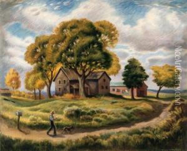 Farmer's Mail Oil Painting - Stanislaus Pociecha Poray