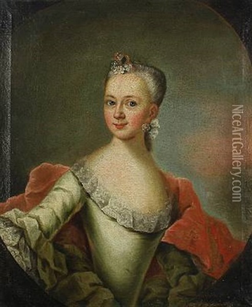 Portrait Of Madam Cathrine Marie De Hansen Oil Painting - Jens Thrane the Younger