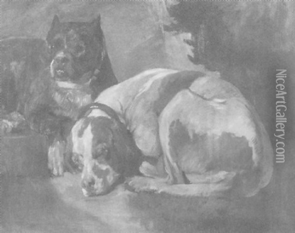 Zwei Hunde Oil Painting - Wilhelm Friedrich Herter