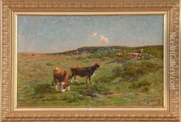 Vaches Au Pre Oil Painting - Clovis Frederick Terraire