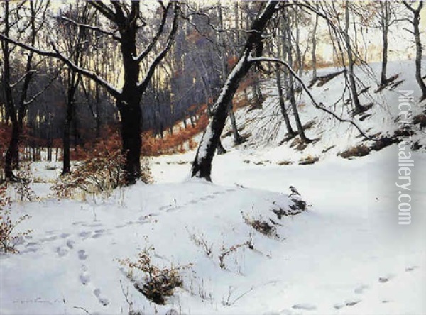Winter Landscape Oil Painting - Sigvard Marius Hansen