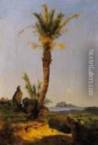Palm, About 1847 Oil Painting - Antal Ligeti