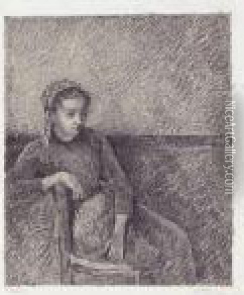 Jeune Paysanne Oil Painting - Camille Pissarro