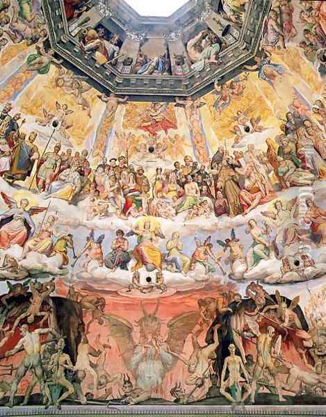 The Last Judgement, detail from the cupola of the Duomo, 1572-79 Oil Painting - Giorgio Vasari