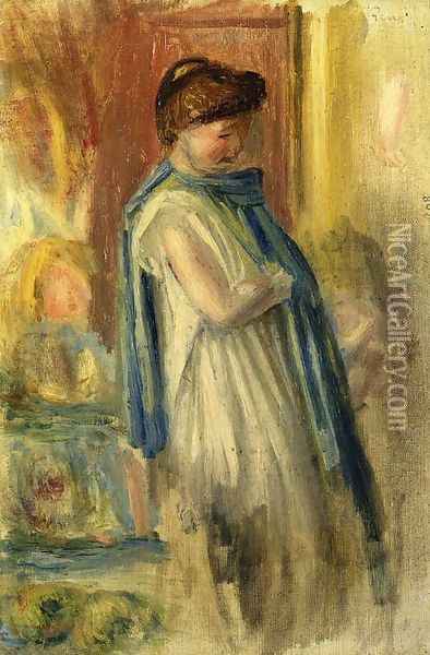 Young Woman Standing Oil Painting - Pierre Auguste Renoir