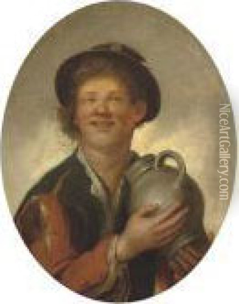 A Peasant Boy Drinking Oil Painting - Giacomo Francesco Cipper