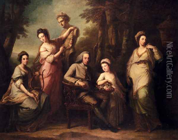 Portrait Of Philip Tisdal With His Wife And Family Oil Painting - Angelica Kauffmann
